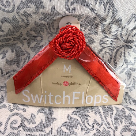 NIB Lindsey Phillips Orange Beaded Switch flops replacement top - Picture 2 of 11